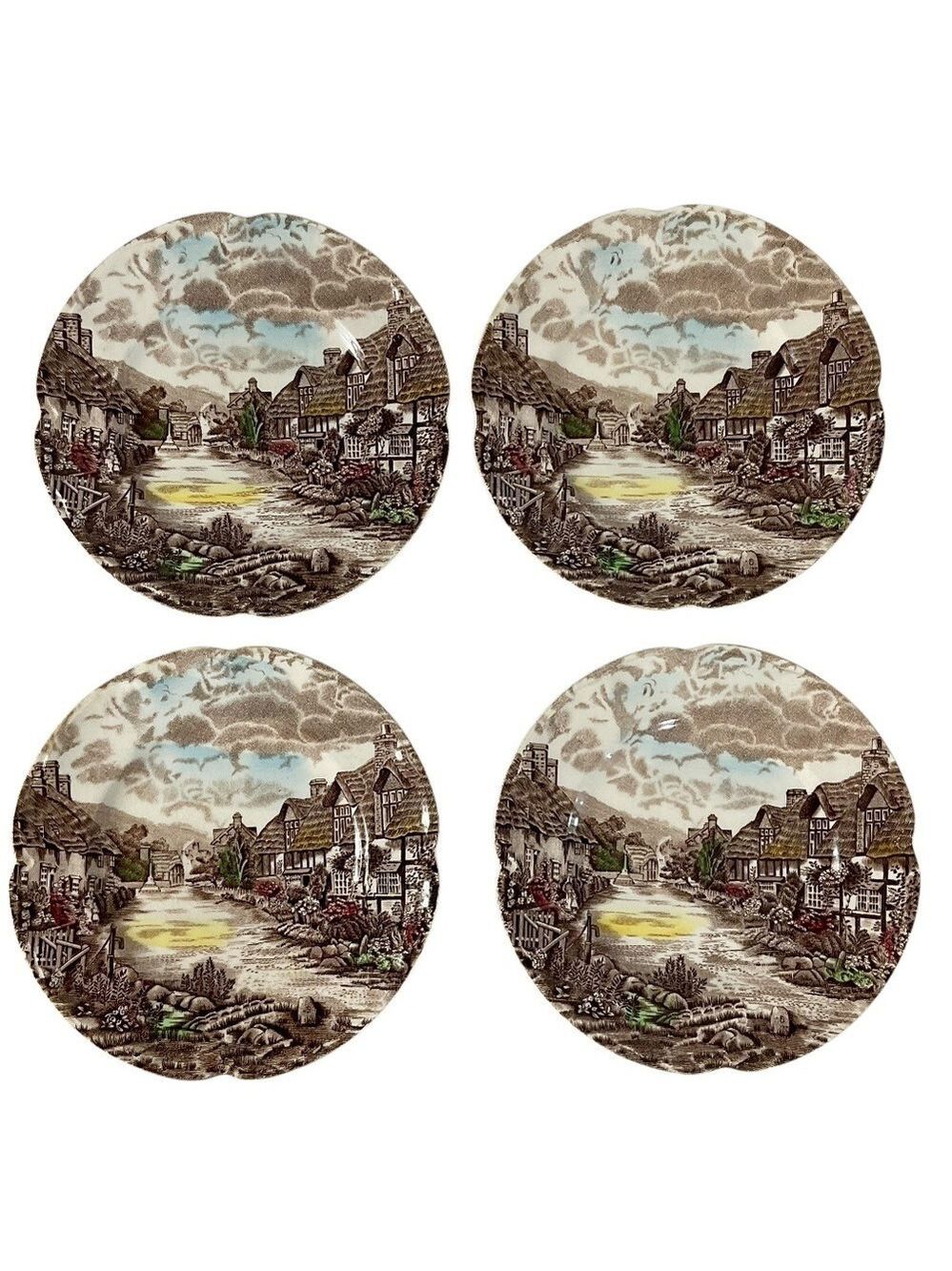Set of 4 Johnson Bros Olde English Countryside 6 1/8” Plates Scalloped Edge